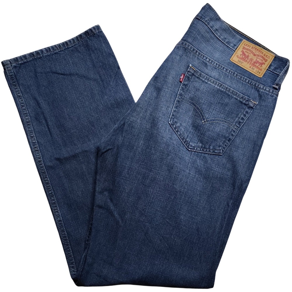 Levis 569 Loose Straight Jeans Mens 36x34 Blue Baggy Denim Medium Wash